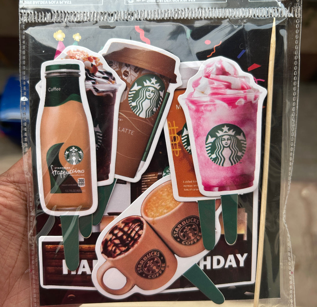 Starbucks Paper Theme Cake Topper
