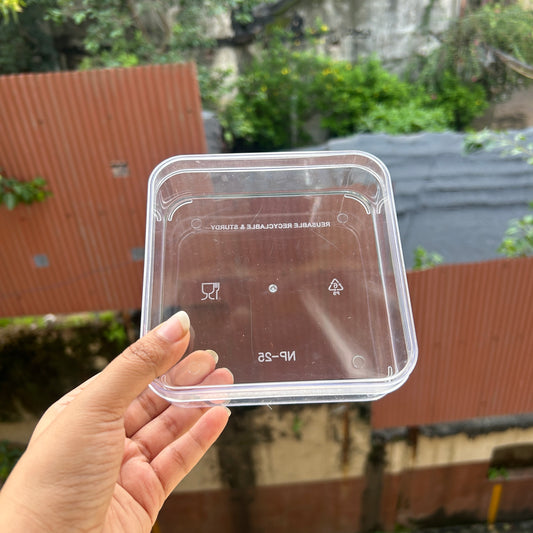 Trending Big Size Square Acrylic Tub For Tiramisu & Pudding (10pc)