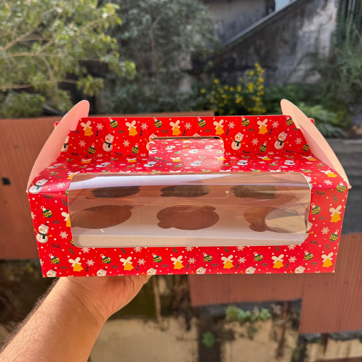 Christmas Box For 6 Cupcake / Jar / Candle / Bento Cupcake Hamper With Handle (10pc)