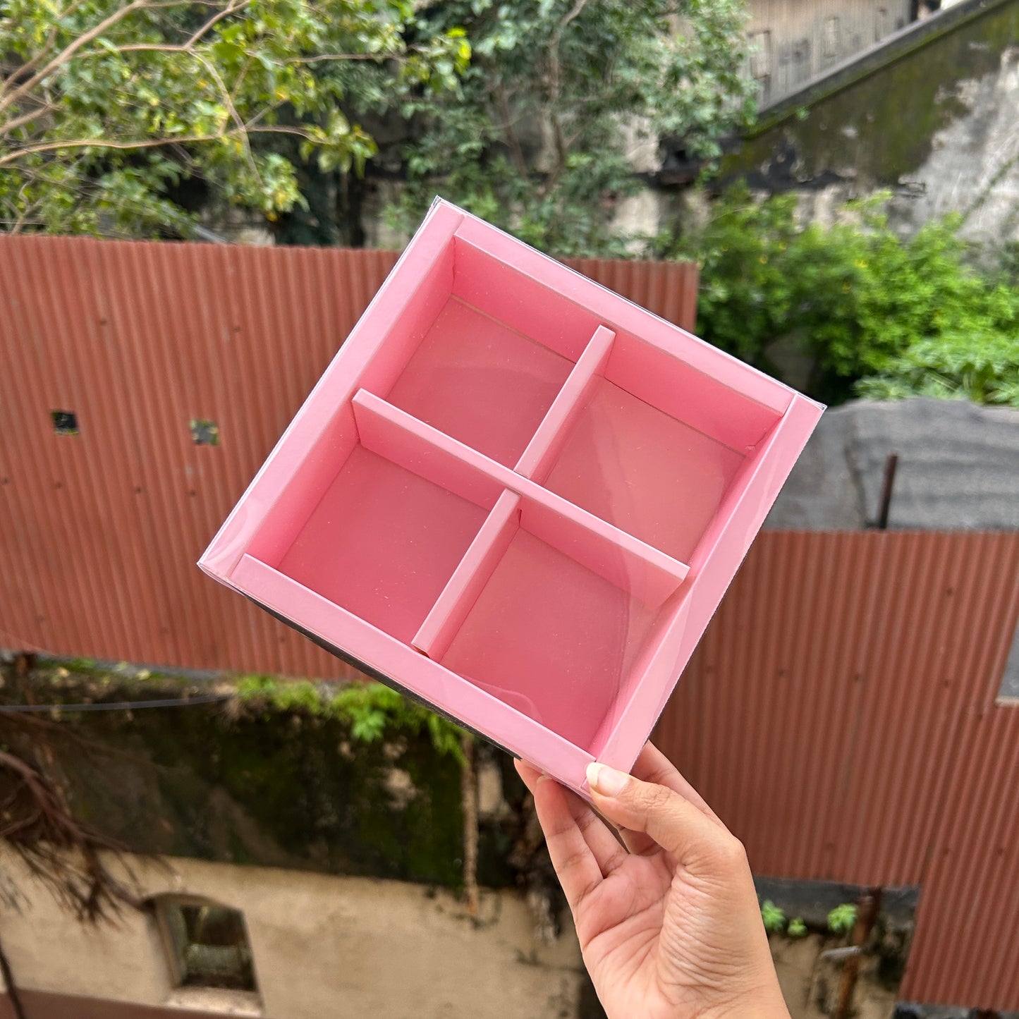 Pink 4 Brownie / Dry-fruit Partition Box (10pc)