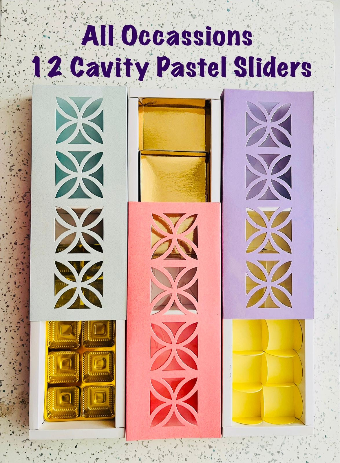 Purple Pastel Slider 12 Cavity Box (10 pc)