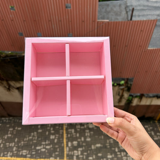 Pink 4 Brownie / Dry-fruit Partition Box (10pc)