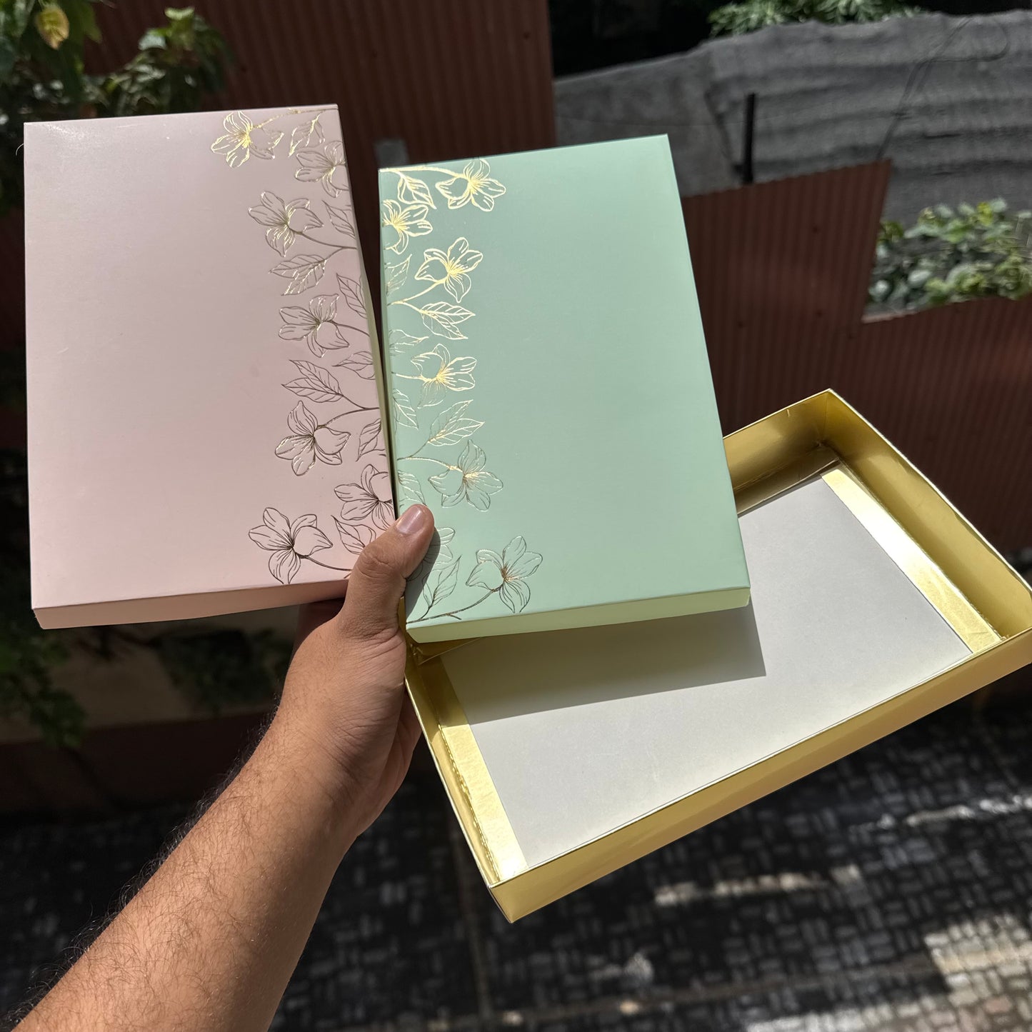 Pastel Petals Collection - 15 Cavity Size 8 Brownie Box / Dry Fruit Peach (10pc) Top Bottom
