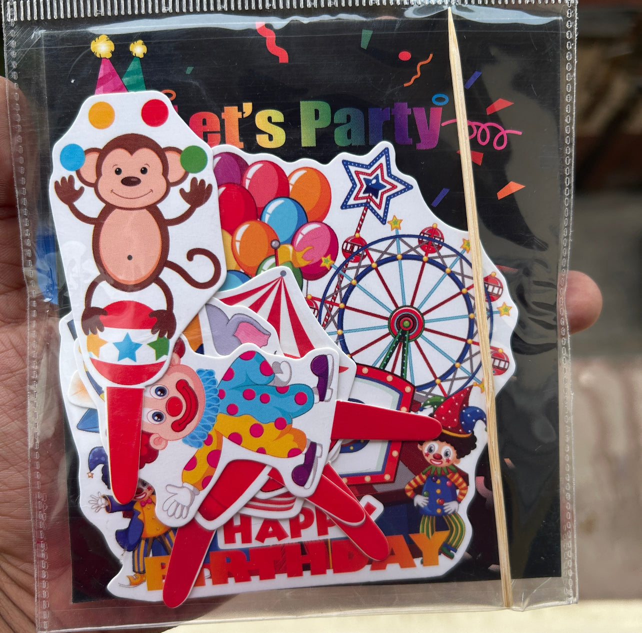 Circus Paper Theme Cake Topper