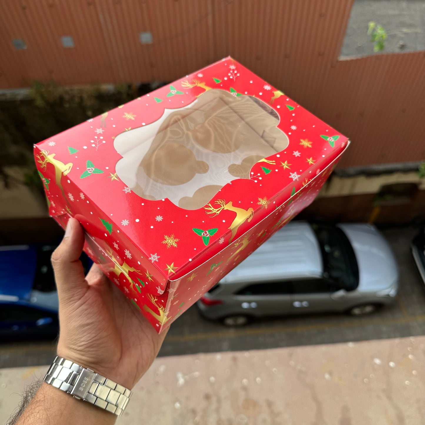 6 Cupcake Box Red Christmas (10 pc)