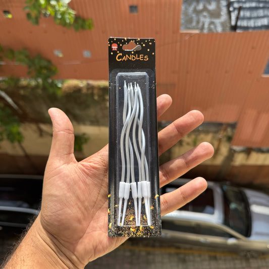Silver Twisted Candle (6pcs)