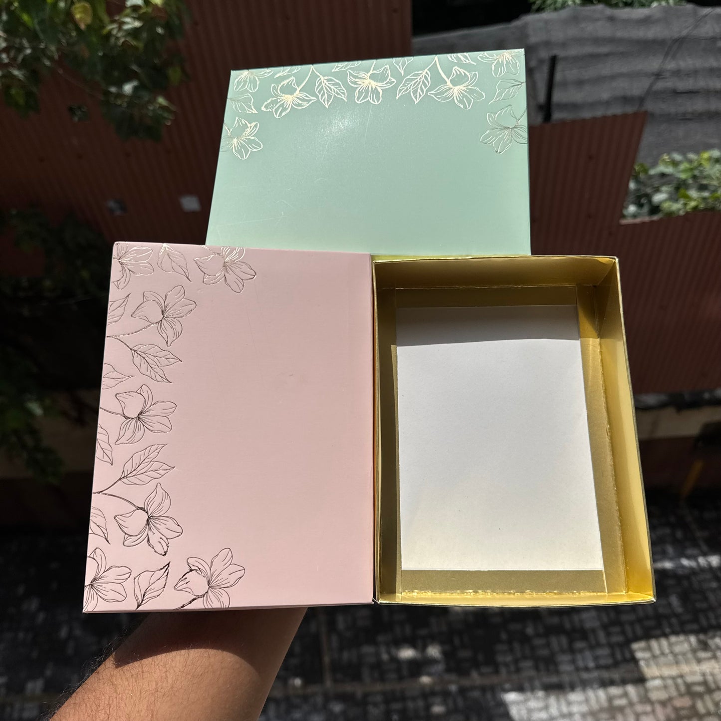 Pastel Petals Collection - 12 Cavity Size 6 Brownie Box Peach (10pc) Top Bottom