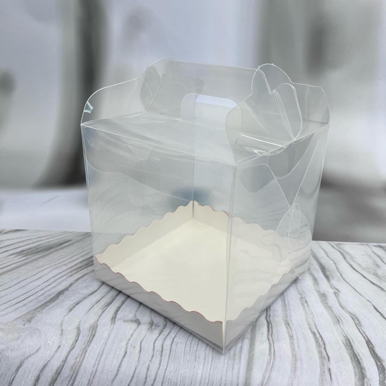 Cake Box Transparent With Handle (10pc) 6x6x6