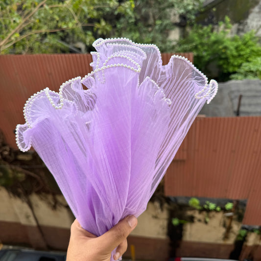 Lilac Wrapping Mesh | Pearl Edge Wrinkled Wavy Net Flower Wrapping Bouquet Paper