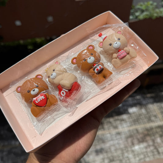 Cute Teddy Toy Topper Set Of 4pc