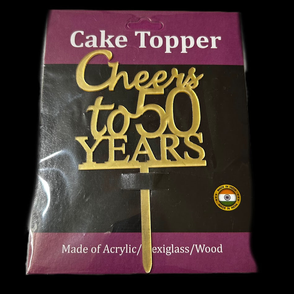 Cheers To 50 Years Acrylic Cake Topper 4"