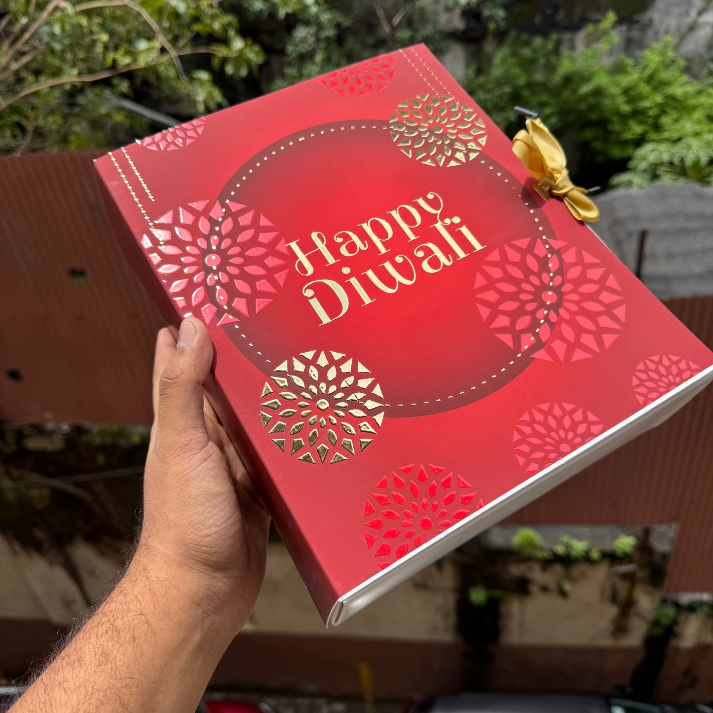 Diwali Foiled Premium Hamper Box with Ribbon (10pc)