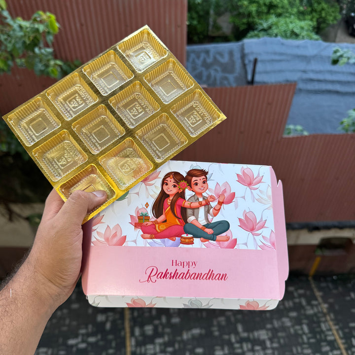 Rakhi 12 Cavity Chocolate Box (With Cavity) - 10 pc Set • 12Cavity Size