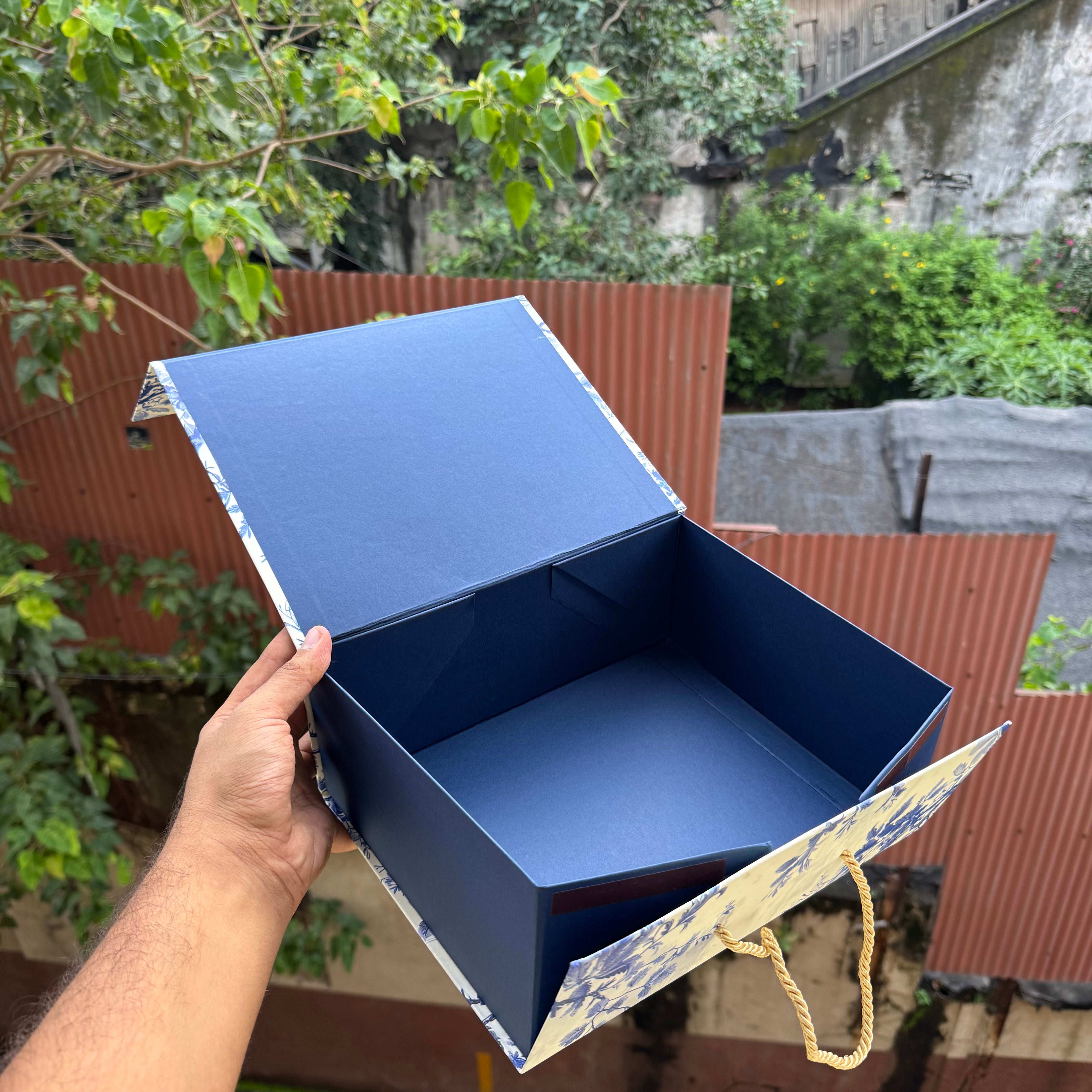 Premium Aesthetic Floral Print Collapsible Hamper Box with Gold Foiling Detailing