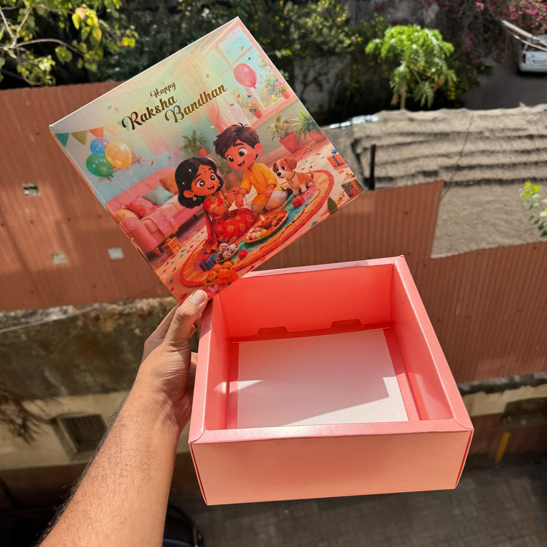 Rakhi Top Bottom Hamper Box • BK-91 Peach
