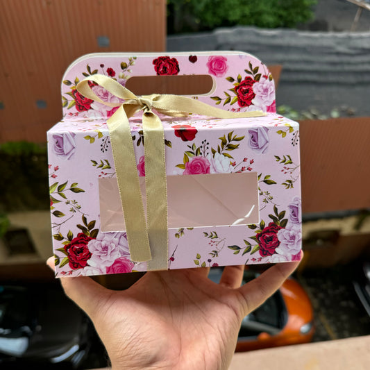 2 Cupcake / Jar Box With Handle Floral (10pc)