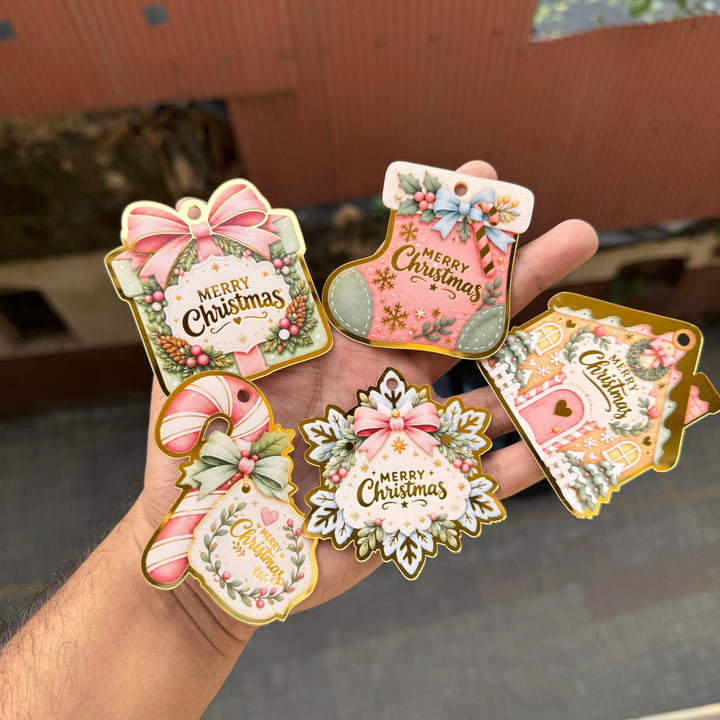Printed Acrylic Christmas Charms With Self Adhesive (Peel & Stick) 10pcs