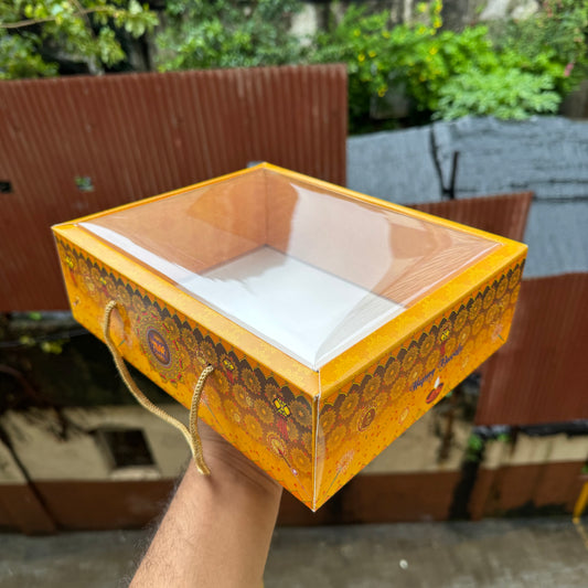 Yellow Diwali Hamper Box With Lid
