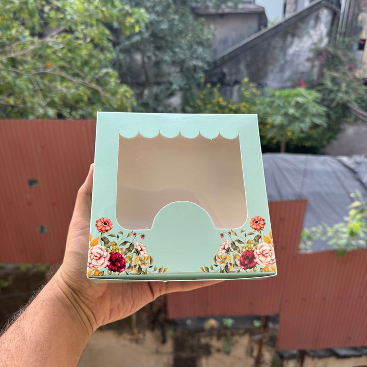 Vintage Floral Box |For 4 Brownies | Mint ~ (10pc)