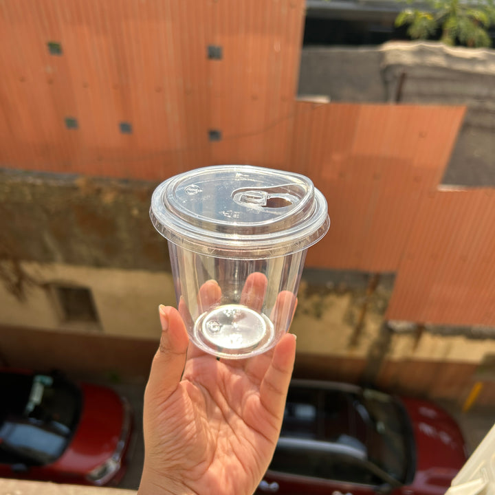 Trending U Shape Dessert Container PVC (10pc) • Coffee / Boba Tea Cups - 350ml with sipper lid • CFO