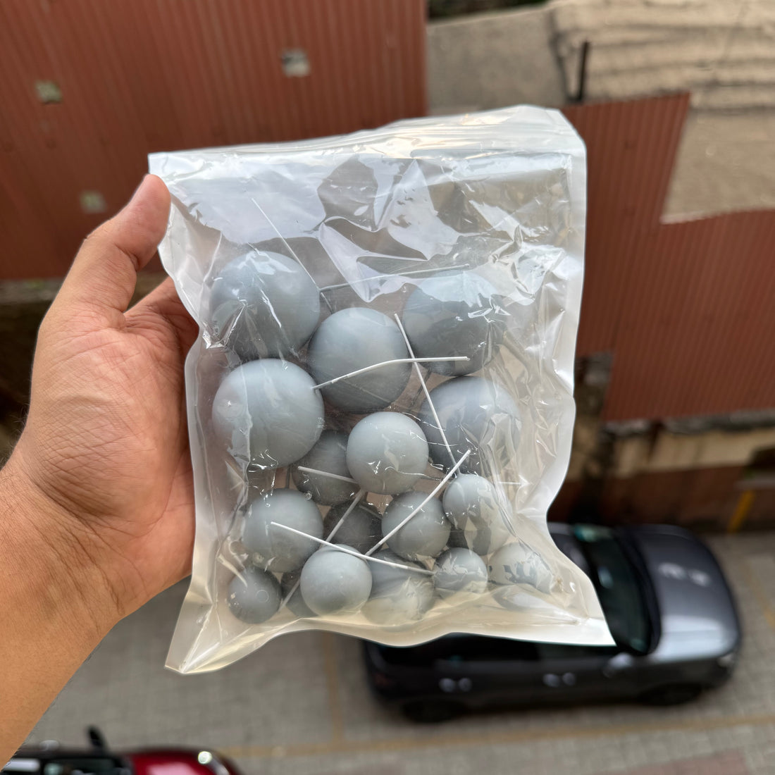 Pastel Faux Ball - Grey