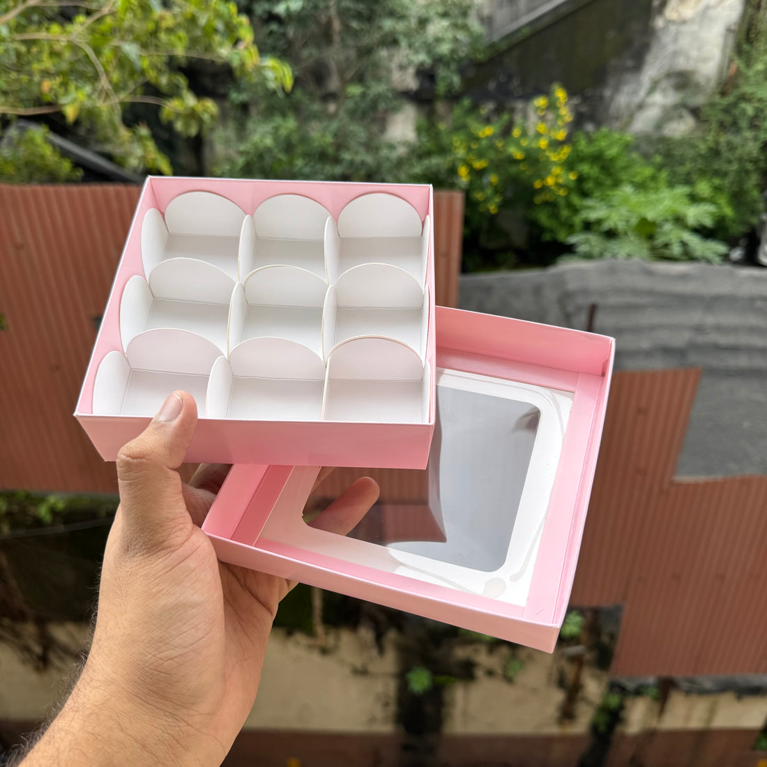 9 Cavity Top Bottom Premium Box For Chocolates / Candles / Mini Brownie / Truffles and more (10pc)