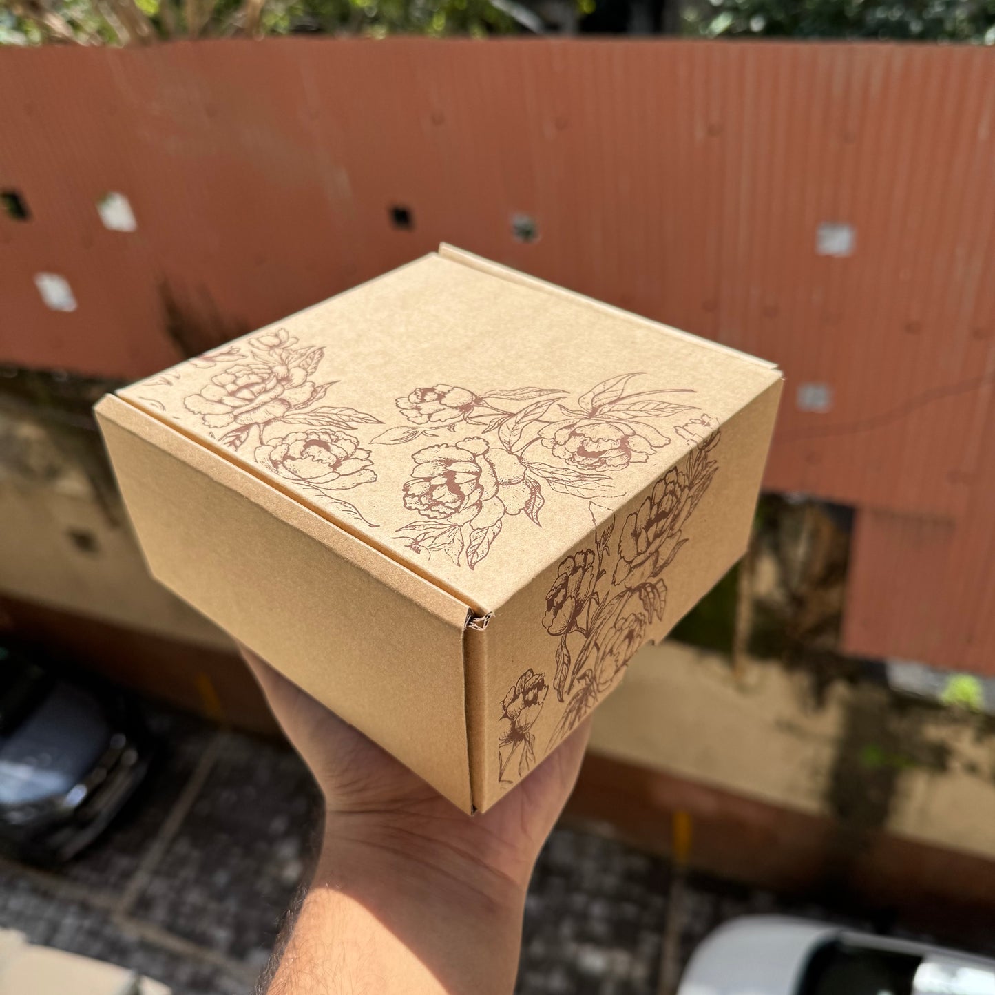 Square Floral Corrugated Box (10pc)