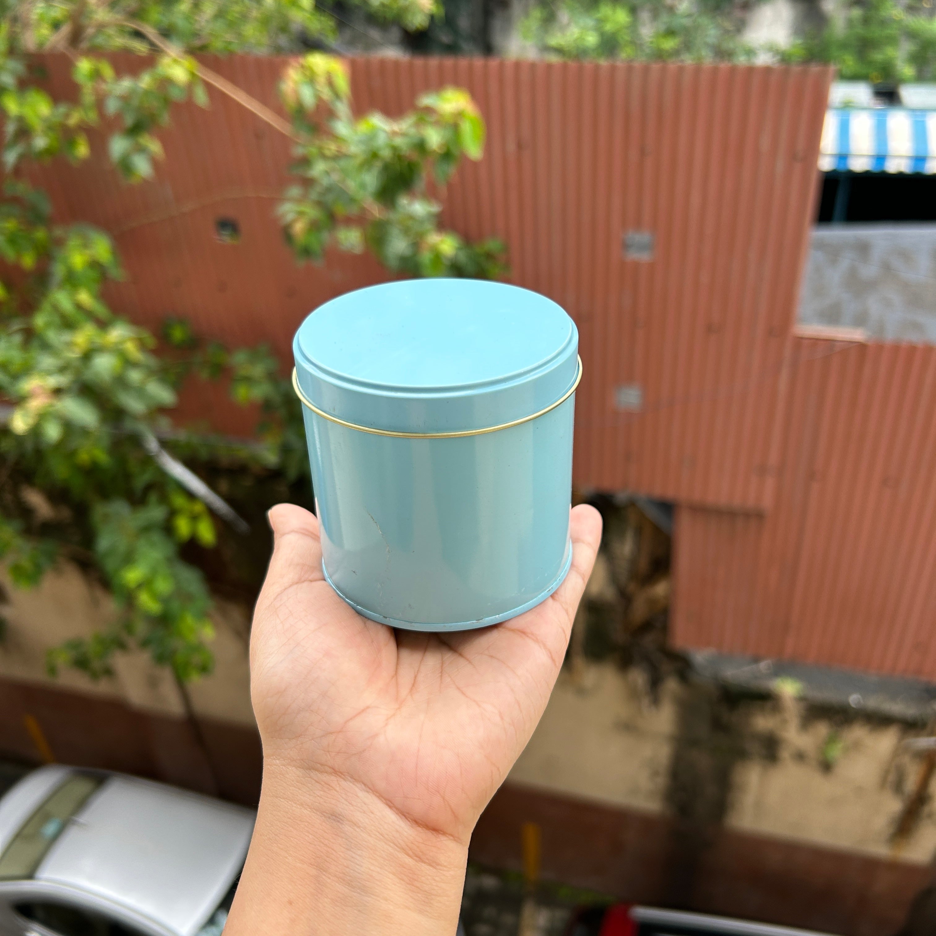 Blue Mini Dream Tin - for candles , dry fruits , cookies , gifts and more