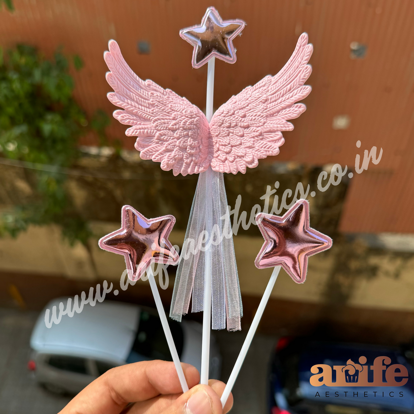 Pink Angel Wing & Star Topper