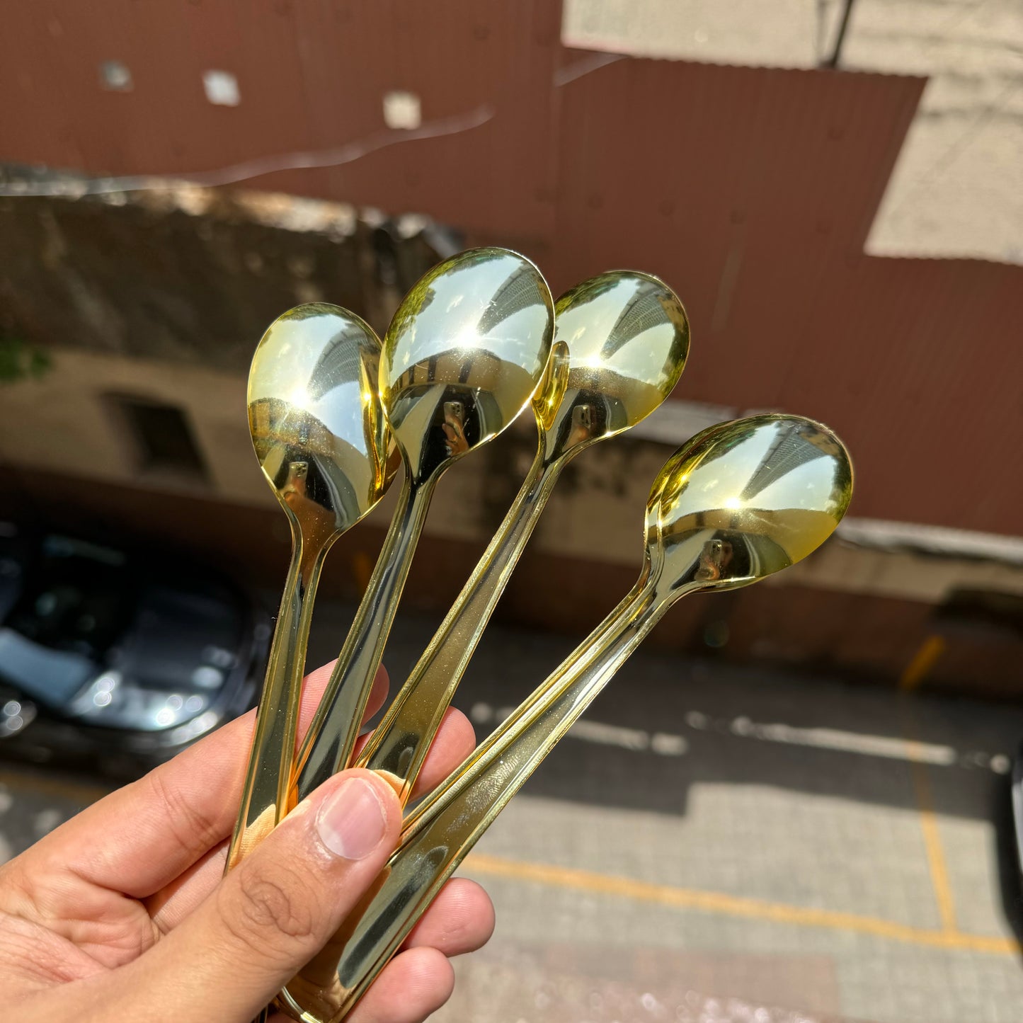 Gold Chrome Disposable Spoon 25 pc