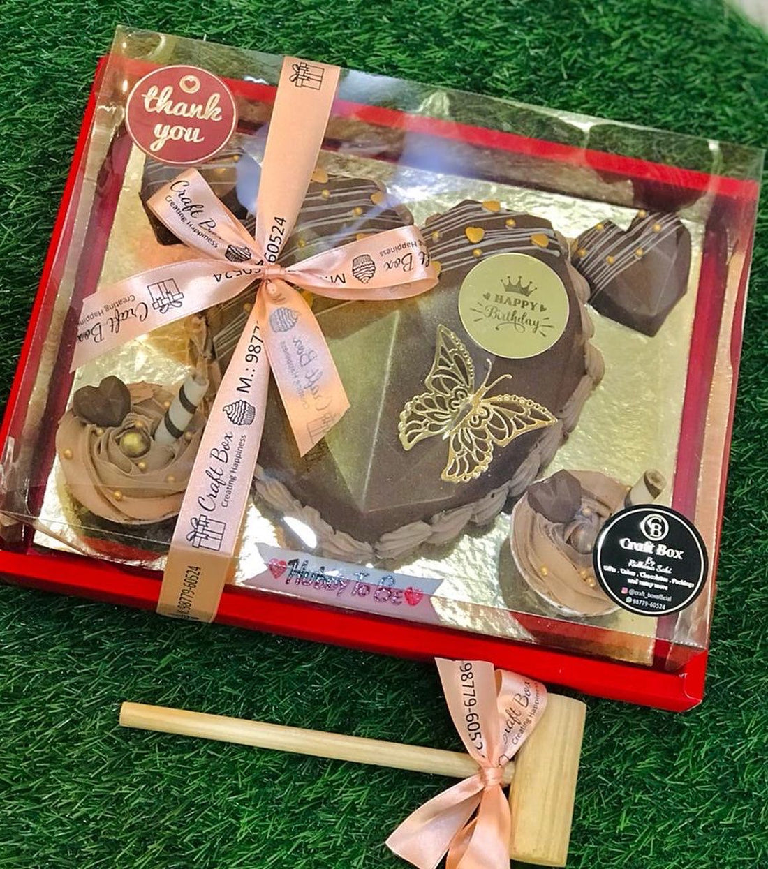 Cake and Flower Big Display Hamper Box Red (5pc) #New