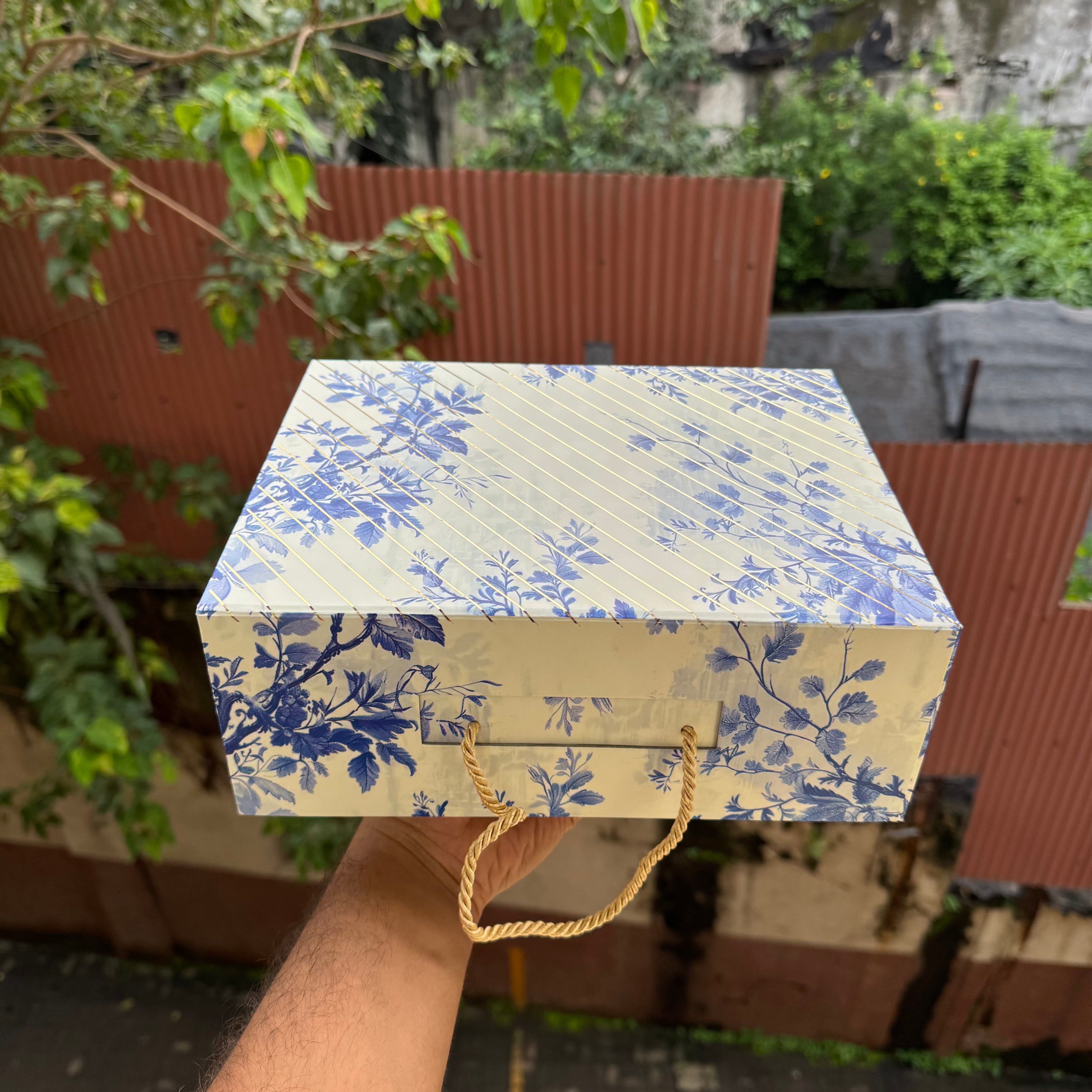 Premium Aesthetic Floral Print Collapsible Hamper Box with Gold Foiling Detailing