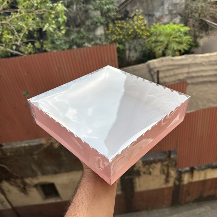 Square Frill Box With Lid (10pc) • BIG - PINK