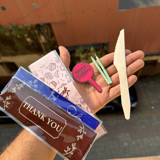 Cutlery Kit Set - 1 knife 2 candles and 1 paper hbd tag (10 sets)