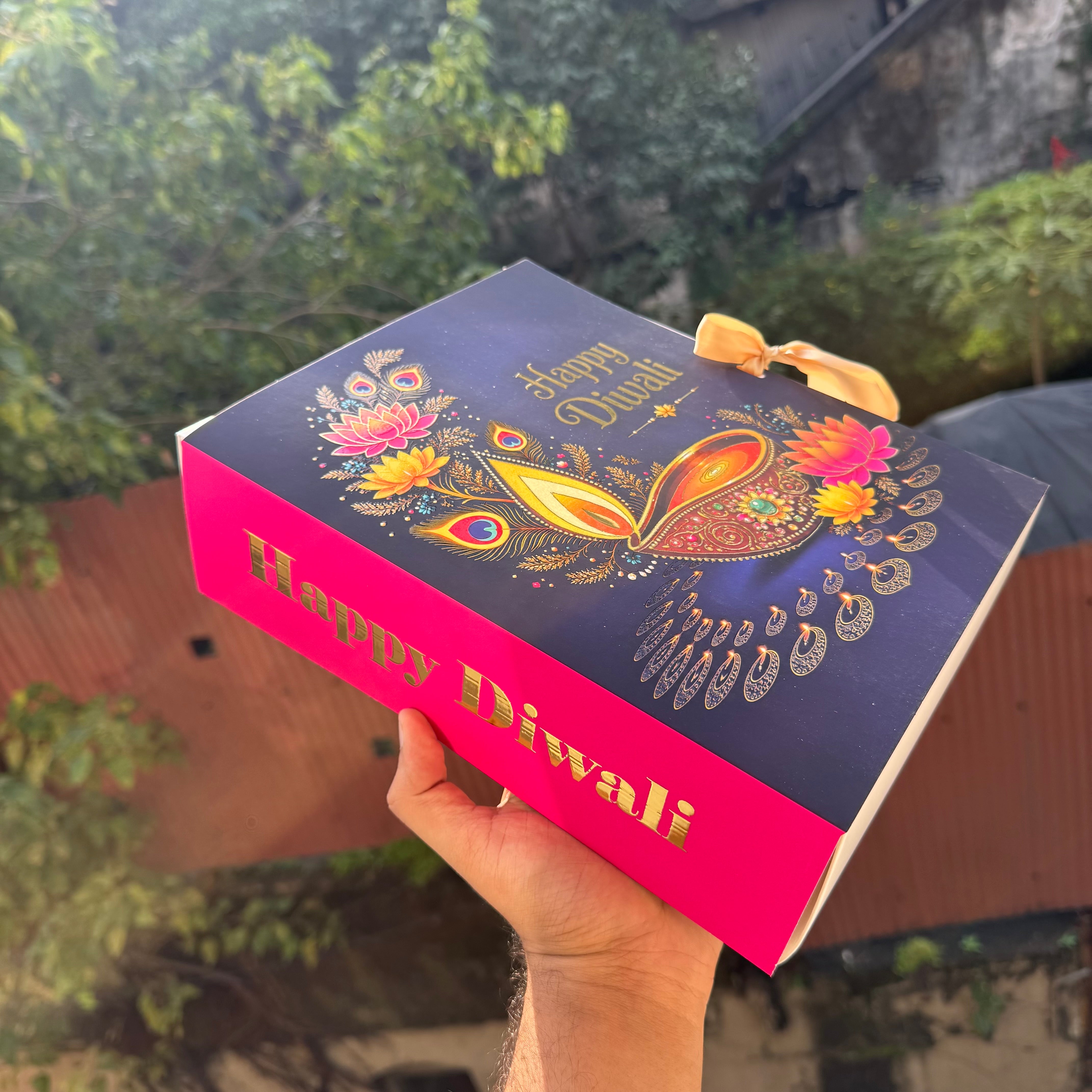 Diwali Foiled Premium Hamper Box with Ribbon 10pc | #B