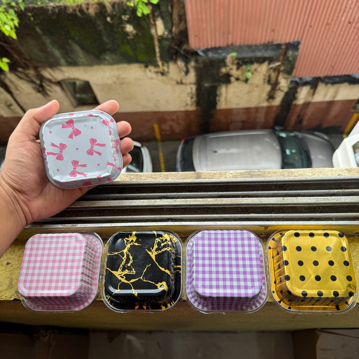 Printed Foil Bakeable Square Container With Lid ~ (10pc assorted)