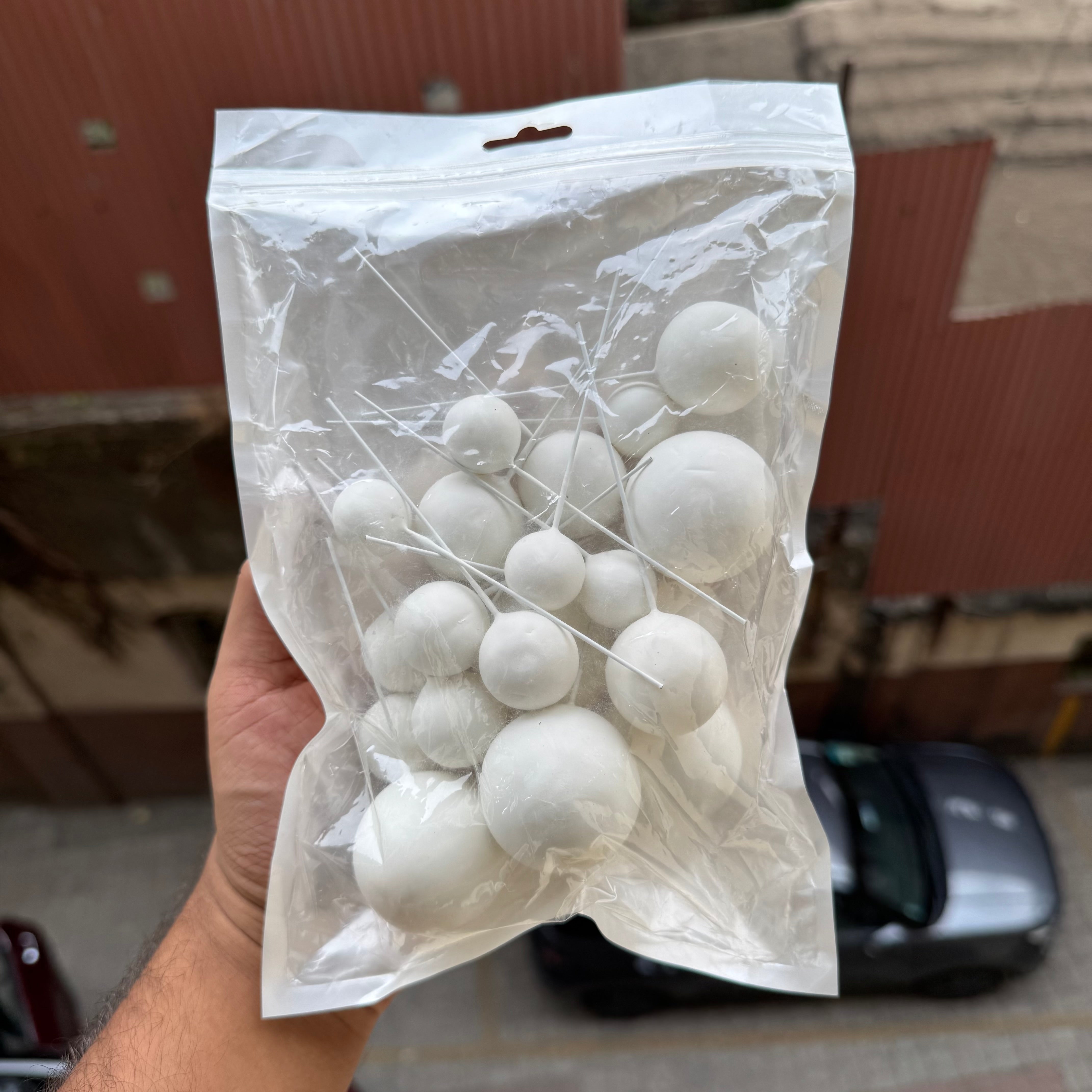 Pastel Faux Ball - White