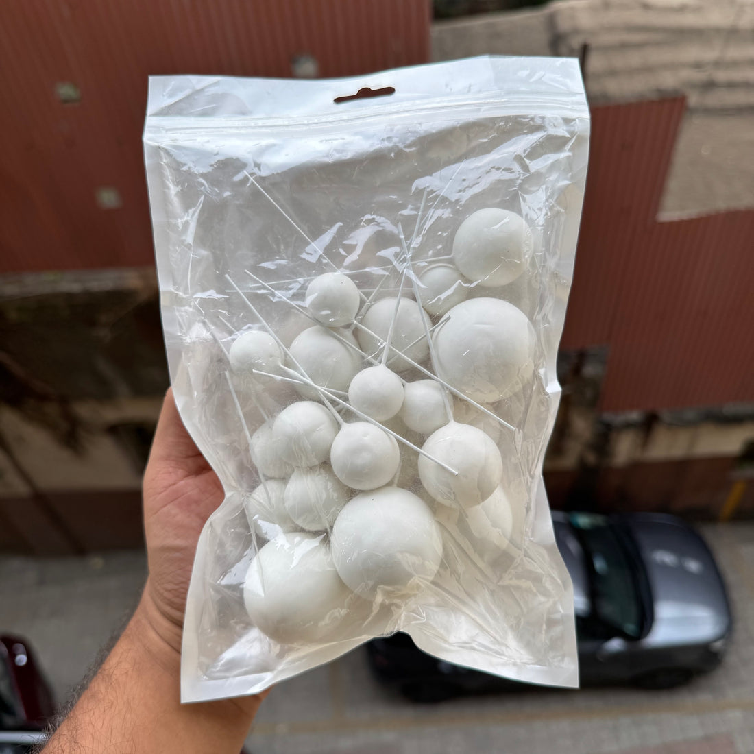 Pastel Faux Ball - White