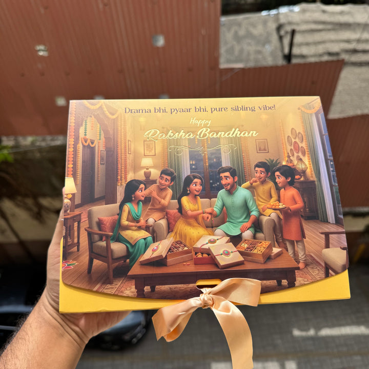 Rakhi Hamper Box With Ribbon - 9 by 7 by 3” • BK-94 Yellow