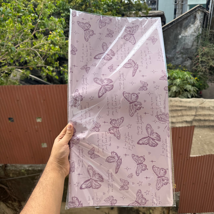 Bouquet Wrapping Sheet - Butterfly Printed - Lilac (20 sheets)