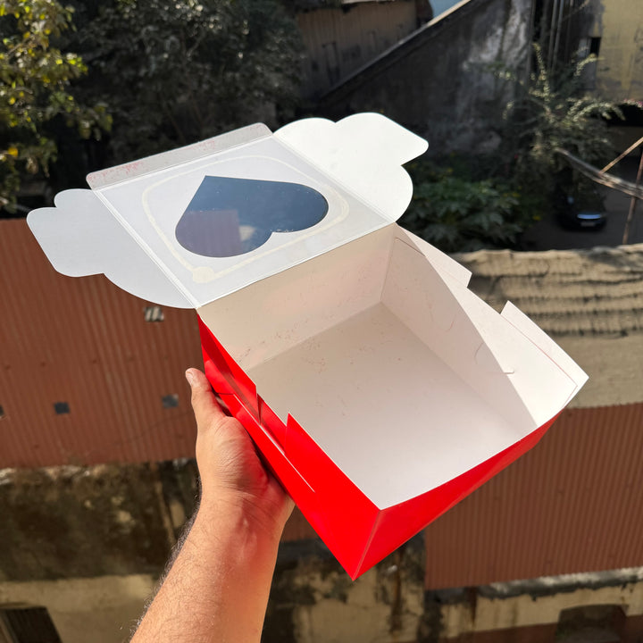 8inch Red Cake Box With Heart Cutout (1pc) - Valentine
