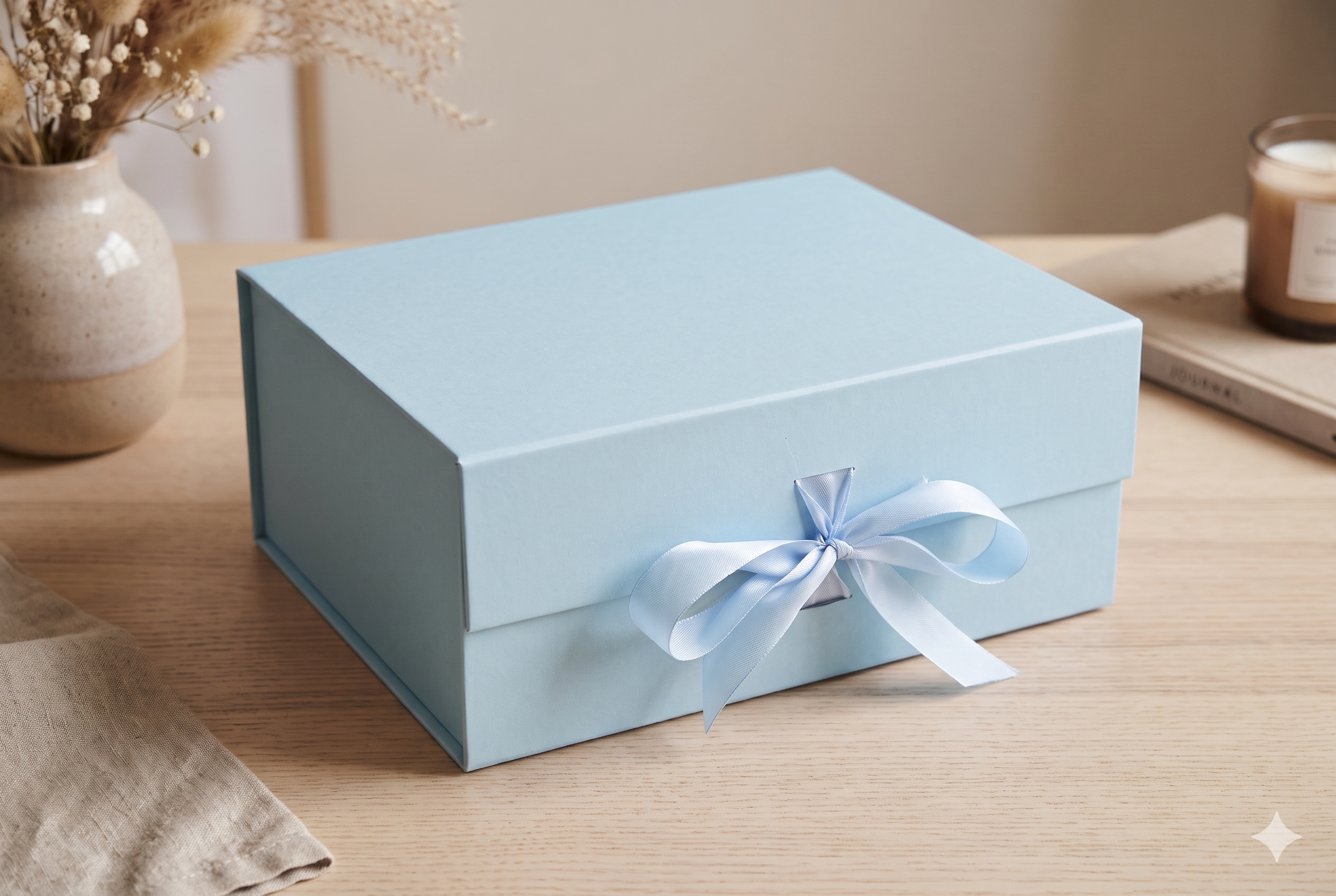 Collapsible Ribbon Trunk Hamper Box ~ Baby Blue (1pc)