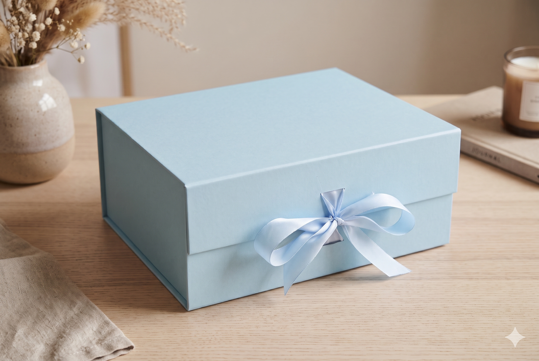 Collapsible Ribbon Trunk Hamper Box ~ Baby Blue (1pc)