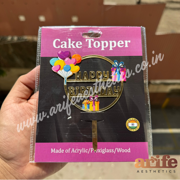 Happy Birthday Round Balloon Cake Topper