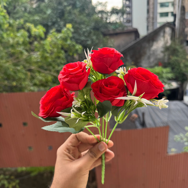 Artificial Flower Bunch With Stem and Leaves (1pc) #C [choose your colour]