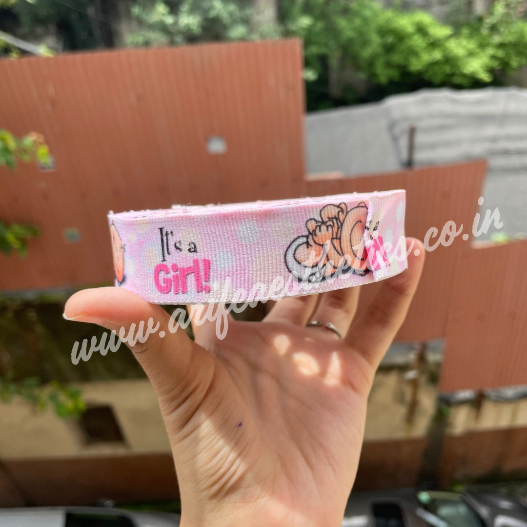 Printed Its A Girl Ribbon Roll Pink