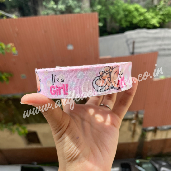 Printed Its A Girl Ribbon Roll Pink