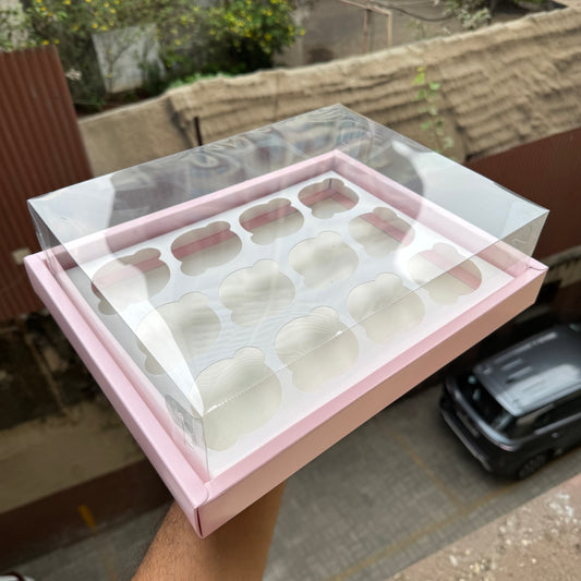 12 Cupcake Display Hamper Box Pink (5pc) #New
