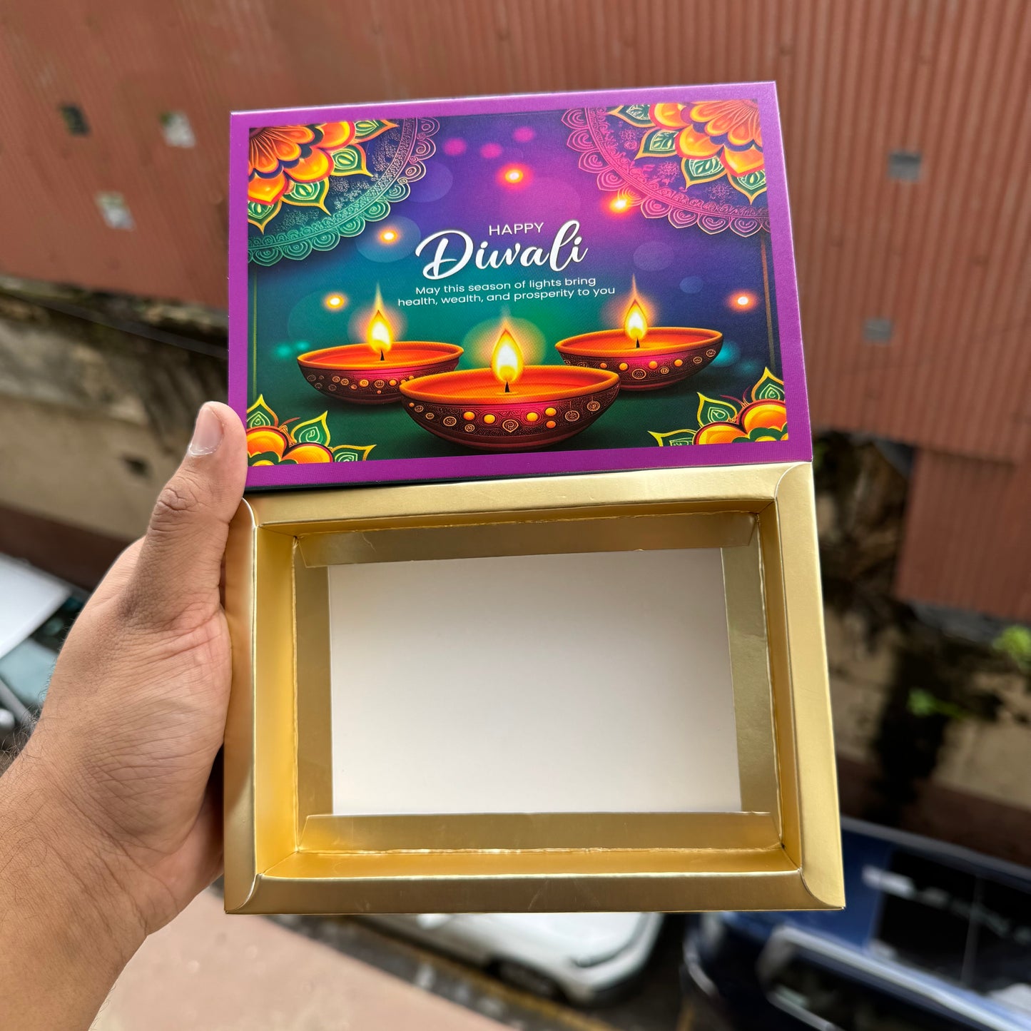 Diwali Slider Box - 6Cavity Size - Use For Brownie / Chocolate / Candle & More (10pc)