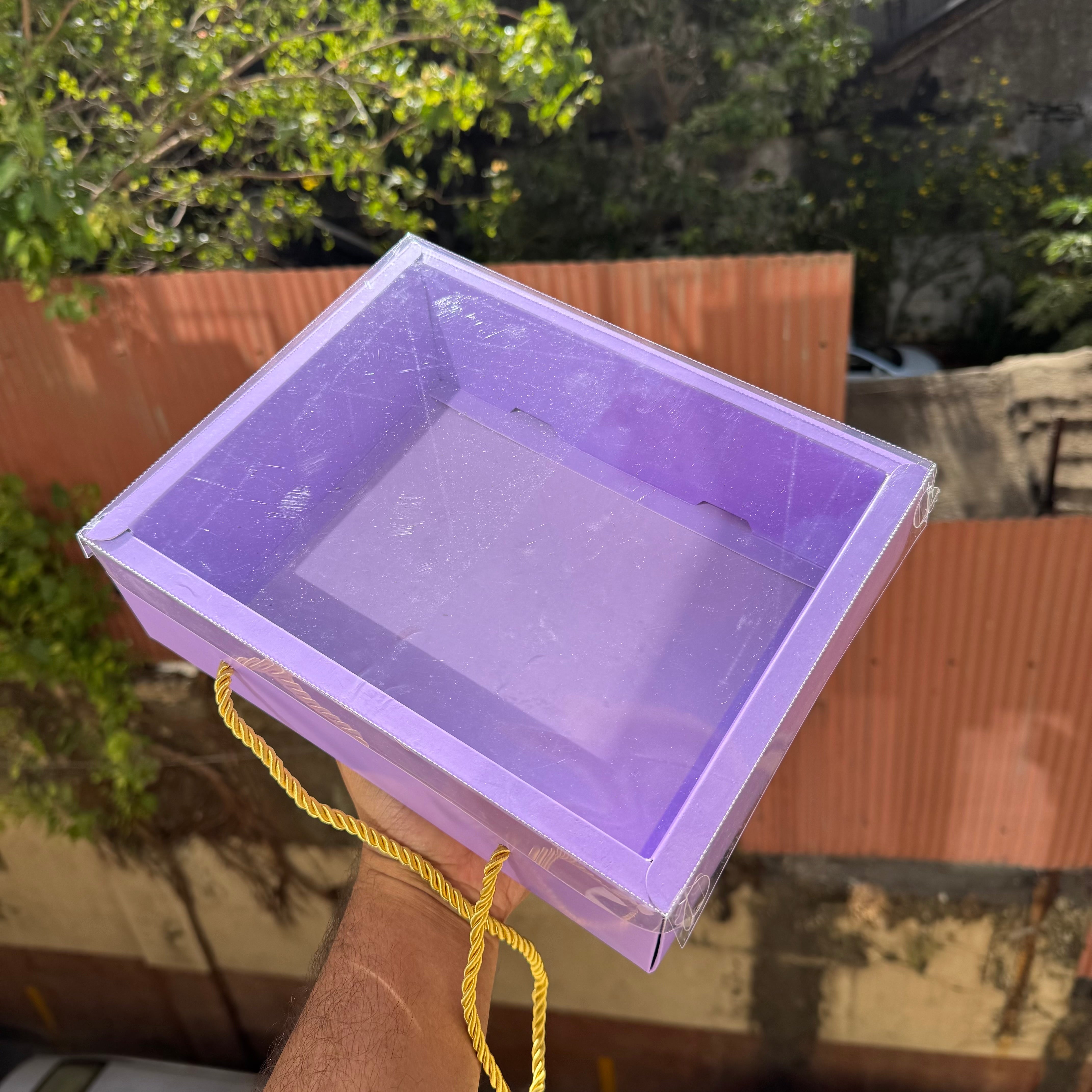 Lilac Hamper Box With Transparent Lid And Handle (10pc)